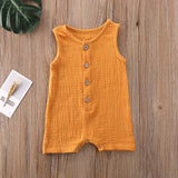 deanwangkt 0-24M Summer Solid Rompers Newborn Infant Baby Girl Boy Outfit Cotton Romper Jumpsuit Bebe Kids Ropa Sleevless Casual Clothes