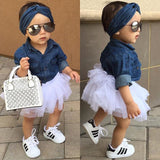 deanwangkt   Baby Girl Summer Clothing Sets Baby Girls Clothes Denim Shirt Top +Tutu Skirts+Headband 3pcs Outfits Sets