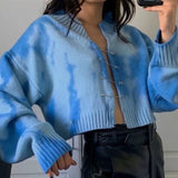 deanwangkt Cryptographic Fall Girls Green Oversized Cardigan Crop Top Sweater Knitted Cute Long Sleeve Pins Sweaters Tie Dye Cartigans