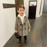 deanwangkt Baby Boy Girls Woolen Jacket Long Double Breasted Warm Infant Toddle Lapel Tweed Coat Spring Autumn Winter Baby Outwear Clothes