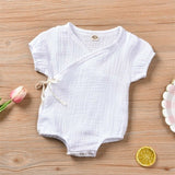 Summer Baby Boy Girls Romper Solid Color Short Sleeve Playsuit Jumpsuit Sunsuit Clothes Outfits for 0-18M Newborn Infant  Kids