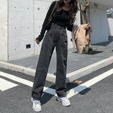 deanwangkt Woman Jeans High Waist Clothes Wide Leg Denim Clothing Blue Streetwear Vintage Quality Fashion Harajuku Straight Pants