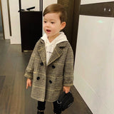 deanwangkt Baby Boy Girls Woolen Jacket Long Double Breasted Warm Infant Toddle Lapel Tweed Coat Spring Autumn Winter Baby Outwear Clothes