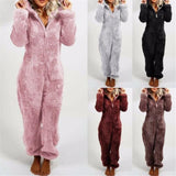 Winter Warm Pyjamas Women Onesies Fluffy Fleece Jumpsuits Sleepwear Overall Plus Size Hood Sets Pajamas For Women Adult