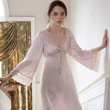 deanwangkt Romantic Nightgown Nightwear Princess Women Vintage Sleepwear Satin