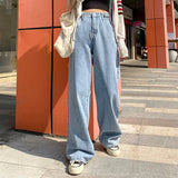 Woman Jeans High Waist Wide Leg Denim Clothing Blue Jeans Vintage Quality Fashion Straight Pants Plus velvet thickening