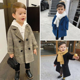 deanwangkt Baby Boy Girls Woolen Jacket Long Double Breasted Warm Infant Toddle Lapel Tweed Coat Spring Autumn Winter Baby Outwear Clothes