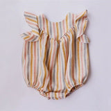 deanwangkt Baby Girl Rompers Summer Newborn Baby Clothes Cotton Linen Solid Color Stripe Baby Girl Clothing For 0-24M