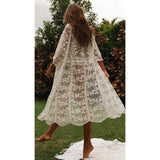 deanwangkt Crochet White Knitted Beach Cover up dress Tunic Long Pareos Bikinis Cover ups Swim Cover up Robe Plage Beachwear