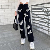 New Women Fashion High Waist  Print Jeans Ladies Casual Stylish Pants Outfits for Shopping Daily Wear