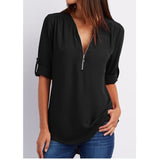 deanwangkt Women Shirts Summer Autumn Casual V-neck Chiffon Blouse Women Top Camisa Feminina Long Sleeve Black White Ladies Blouses Shirt