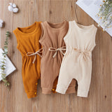 Newborn Infant Baby Boys Girls Romper Cotton Knitted Ribbed Sleeveless Solid Elastic Band Jumpsuit Toddler Soft Clothes Outfits