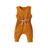 Newborn Infant Baby Boys Girls Romper Cotton Knitted Ribbed Sleeveless Solid Elastic Band Jumpsuit Toddler Soft Clothes Outfits