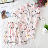 deanwangkt  Pyjamas Women 100% Cotton Short Sleeves Ladies Pajama Sets Shorts Cute Cartoon Print Japanese Simple Sleepwear Homewear Pijamas