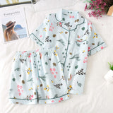 deanwangkt  Pyjamas Women 100% Cotton Short Sleeves Ladies Pajama Sets Shorts Cute Cartoon Print Japanese Simple Sleepwear Homewear Pijamas