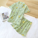 deanwangkt  Pyjamas Women 100% Cotton Short Sleeves Ladies Pajama Sets Shorts Cute Cartoon Print Japanese Simple Sleepwear Homewear Pijamas