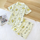 deanwangkt  Pyjamas Women 100% Cotton Short Sleeves Ladies Pajama Sets Shorts Cute Cartoon Print Japanese Simple Sleepwear Homewear Pijamas