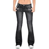 deanwangkt New Women Flare Jeans Slim Denim Trousers Vintage Bell Bottom Jeans High Waist Pants Stretchy Wide Leg Jeans