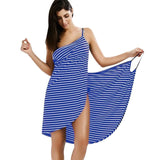 deanwangkt Women Beach Dress Sexy Sling  Wear Dress Sarong Bilini Cover Up Warp Pareo Dresses Backless  Swimwear Femme 5XL Plus Size stripe