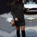 deanwangkt Casual Sweater Dress Mini Short Thick O-neck Long Sleeve Spring Winter Dress  Slim Fit Ladies Knitted Fashion Vestidos