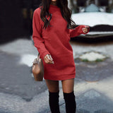 deanwangkt Casual Sweater Dress Mini Short Thick O-neck Long Sleeve Spring Winter Dress  Slim Fit Ladies Knitted Fashion Vestidos