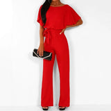 Summer Black Jumpsuit Women Overalls Elegant Long Plus Size Female Jumpsuits Rompers Lace Up Overall For Woman Jumpsuits