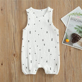 Baby Girls Romper Summer Infant Unisex Newborn Sleeveless Girls Print One-pieces Jumpsuit Baby Cotton Linen Soft Clothes Outfits