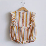 deanwangkt Baby Girl Rompers Summer Newborn Baby Clothes Cotton Linen Solid Color Stripe Baby Girl Clothing For 0-24M