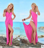 New Fashion Women Red Color Sling Backless Swimwear Scarf Beach Cover Up Wrap Sarong Long Dress Infinite Wear Maxi Dresses