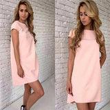 Summer Beach Casual Dress Women Female Short Sleeve Loose Mini Short A-line Dresses Candy Color S-XXL