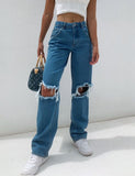 deanwangkt Women Vintage Y2k Hollow Out High Waist Fashion Zipper Jeans Holes Jeans Harajuku Chic Flare Jeans Wide Leg Pants Jeans Women