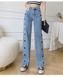 deanwangkt Women Vintage Y2k Hollow Out High Waist Fashion Zipper Jeans Holes Jeans Harajuku Chic Flare Jeans Wide Leg Pants Jeans Women