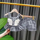 deanwangkt NEW Newborn Baby Girls Clothes Sleeveless Dress+Briefs 2PCS Outfits Set Striped Printed Cute Clothing Sets Summer Sunsuit 0-24M