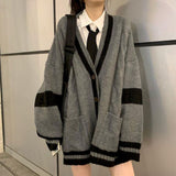 deanwangkt Suit Japanese College Style Girl Youth Knit Cardigan Sweater Student Shirt Pleated Skirt Vintage Fall Clothes For Women Oversize