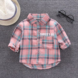 deanwangkt  Kids Shirt Clothes Spring Thin Blouses Clothing Infant Boy Plaid Cotton Tops 1 2 3 4 Years Kids Long Sleeves Shirt