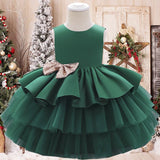 Summer Sequin Big Bow Baby Girl Dress 1st Birthday Party Wedding Dress For Girl Palace Princess Evening Dresses Kid Clothes