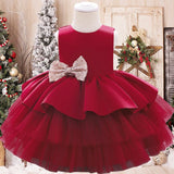 Summer Sequin Big Bow Baby Girl Dress 1st Birthday Party Wedding Dress For Girl Palace Princess Evening Dresses Kid Clothes