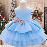 Summer Sequin Big Bow Baby Girl Dress 1st Birthday Party Wedding Dress For Girl Palace Princess Evening Dresses Kid Clothes