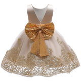 Summer Sequin Big Bow Baby Girl Dress 1st Birthday Party Wedding Dress For Girl Palace Princess Evening Dresses Kid Clothes