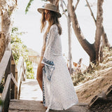 deanwangkt Crochet White Knitted Beach Cover up dress Tunic Long Pareos Bikinis Cover ups Swim Cover up Robe Plage Beachwear