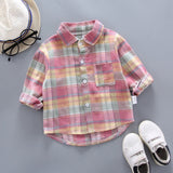 deanwangkt  Kids Shirt Clothes Spring Thin Blouses Clothing Infant Boy Plaid Cotton Tops 1 2 3 4 Years Kids Long Sleeves Shirt