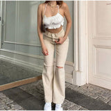 deanwangkt Y2k Blue Ripped Baggy Flare Pants Women High Waist Harajuku Wide Leg Denim Jeans Mom Female Streetwear Harajuku Trousers