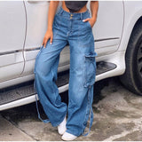 deanwangkt Y2K Low Rise Staright Cargo Jeans Wrap Belt Retro Denim Pants Ruched Drawstring Women Denim Trousers Street Indie Aesthetic Jean