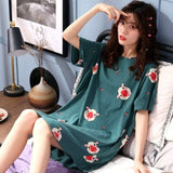 deanwangkt  Women Short Sleeve Sleepwear Cotton Night Gowns Summer Cartoon Nightgowns Home Wear Girls Sleep Lounge Sleeping Dress