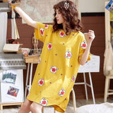 deanwangkt  Women Short Sleeve Sleepwear Cotton Night Gowns Summer Cartoon Nightgowns Home Wear Girls Sleep Lounge Sleeping Dress