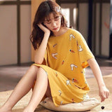 deanwangkt  Women Short Sleeve Sleepwear Cotton Night Gowns Summer Cartoon Nightgowns Home Wear Girls Sleep Lounge Sleeping Dress