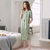 deanwangkt  Women Short Sleeve Sleepwear Cotton Night Gowns Summer Cartoon Nightgowns Home Wear Girls Sleep Lounge Sleeping Dress