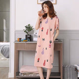 deanwangkt  Women Short Sleeve Sleepwear Cotton Night Gowns Summer Cartoon Nightgowns Home Wear Girls Sleep Lounge Sleeping Dress