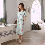 deanwangkt  Women Short Sleeve Sleepwear Cotton Night Gowns Summer Cartoon Nightgowns Home Wear Girls Sleep Lounge Sleeping Dress